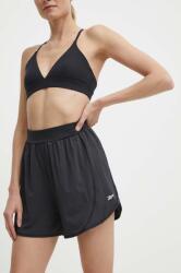 Reebok pantaloni scurți de antrenament Lux culoarea negru, neted, high waist, 100075360 PPYH-SZD0MZ_99X