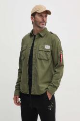 Alpha Industries camasa din bumbac barbati, culoarea verde, cu guler clasic, regular, 138420 9BYH-KDM074_91X