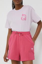 Fila pantaloni scurti femei, culoarea roz, neted, high waist PPYX-SZD0AJ_42X (FAW0453)