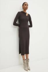 ANSWEAR rochie culoarea maro, midi, mulata B9YH-SUD01A_89X