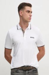 Boss Green tricou polo barbati, culoarea alb, cu imprimeu, 50469102 99KK-POM063_00X