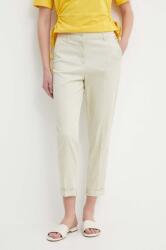 Sisley pantaloni femei, culoarea bej, fason tigareta, high waist PPYH-SPD0R4_80X (4ED4LF00R)