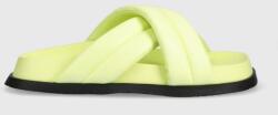 Tommy Jeans papuci FANCY PADDED SANDAL femei, culoarea verde, EN0EN02175 PPYX-KLD06Z_77X