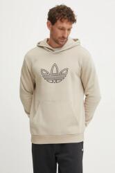 Adidas hanorac de bumbac Outline Hoodie barbati, culoarea bej, cu glugă, cu imprimeu, JJ1505 9BYH-BLM0W2_80X (JJ1505)