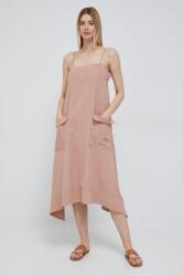 DKNY rochie culoarea bej, midi, evazată PPYY-SUD26I_80X (P2CB6MA3)