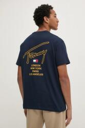 Tommy Jeans tricou din bumbac barbati, culoarea albastru marin, cu imprimeu, DM0DM19698 9BYH-TSM1BT_59X