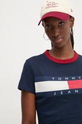 Tommy Jeans tricou din bumbac femei, culoarea albastru marin, DW0DW19044 9BYH-TSD17P_59X