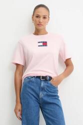 Tommy Jeans tricou din bumbac femei, culoarea roz, DW0DW18796 9BYH-TSD17L_30X (DW0DW18796)