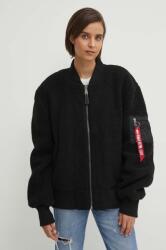 Alpha Industries geacă bomber Ma-1 Teddy femei, culoarea negru, de tranziție, oversize 108102.03-Black 99KK-KUD09F_99X (108102.03)