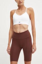 Reebok pantaloni scurti LUX Collection femei, culoarea maro, neted, high waist, 100205597 9BYH-SZD06I_89X