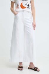 Max Mara Leisure pantaloni femei, culoarea alb, lat, high waist 2416780000000 PPYH-SPD0PJ_00X