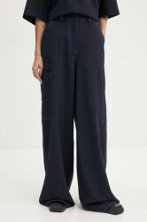 Sunnei pantaloni din lana culoarea albastru marin, drept, high waist, RTWWBOT002 9BYH-SPD0AU_59X