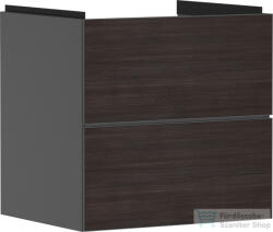 Hansgrohe XEVOLOS E 58x47, 5 cm-es 2 fiókos fali szekrény mosdó nélkül, matt palaszürke/sötét tölgy 54177730 (54177730)