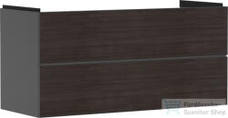 Hansgrohe XEVOLOS E 118x47, 5 cm-es 2 fiókos fali szekrény mosdó nélkül, matt palaszürke/sötét tölgy 54186730 (54186730)