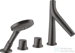 Hansgrohe Axor Starck Organic 4 üléses peremre szerelhető termosztátos kádtöltő csaptelep, szálcsiszolt fekete króm 12425340 (12425340)