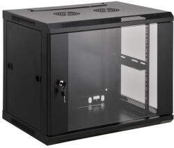 Manhattan Rackszekrény - 19" fali kivitel (6U, 370 (h) x 600 (w) x 450 (d) mm, Összeszerelt, Fekete) (711739) - bbmarket