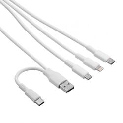 Akyga Cablu USB-A/USB type C la micro USB/USB type C/Lightning 1.2m Alb, Akyga AK-USB-52 (AK-USB-52)
