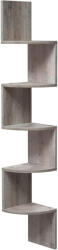 VASAGLE Sarokpolc 5 szintes lebegő fali polc, greige 20x20x127cm (LBC072M01)