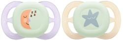 Philips Suzete Philips Avent Ultra Start - Night, 0-2 luni, 2 buc, lună/stea (SCF075/07)