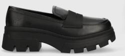 Calvin Klein Jeans bőr mokaszin CHUNKY COMBAT LOAFER WN fekete, női, platformos, YW0YW01120 - fekete Női 40