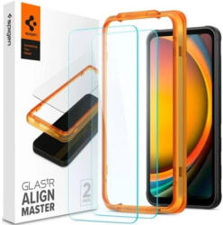 Samsung Galaxy Xcover 7 SM-G556B, Kijelzővédő fólia, ütésálló fólia (az íves részre is! ), Tempered Glass (edzett üveg), Full Cover, Spigen Glastr Alignmaster, Clear - 2 db / csomag