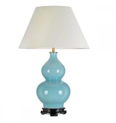 Elstead Lighting Veioză Harbin Gourd, 1xE27, H69cm, D46cm, ceramică albastră, abajur textil alb (DL-HARBIN-TL-DEB)