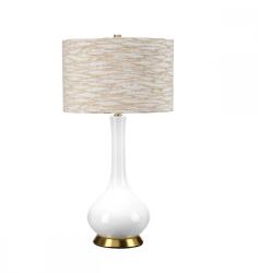 Elstead Lighting Veioză Milo, 1xE27, H69cm, D36cm, metal alama, ceramică albă, abajur textil bej (MILO-AB-TL-LANT)