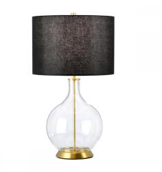 Elstead Lighting Veioză Orb ORB-CLEAR-AB-BLK, 1xE27, H67cm, D36cm, metal alamă, textil negru (ORB-CLEAR-AB-BLK)
