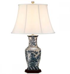 Elstead Lighting Veioză Blue Hex, 1xE27, H75cm, D46cm, porţelan alb albastru, abajur textil alb (BLUE-HEX-TL)