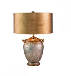 Elstead Lighting Veioză Jackson, 1xE27, H61cm, D40, 6cm, rășină, metal argintiu antichizat, abajur auriu (FB-JACKSON-TL)