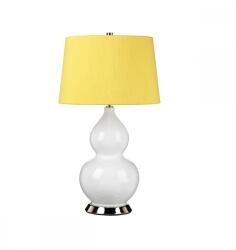 Elstead Lighting Veioza Isla, 1xE27, H64 cm, D36 cm, metal nichel, ceramică albă, abajur textil galben (ISLA-PN-TL-YELLOW)