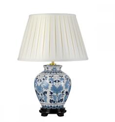 Elstead Lighting Veioză Linyi, 1xE27, H54cm, D35cm, ceramică alb albastru, abajur textil ivory (DL-LINYI-TL)