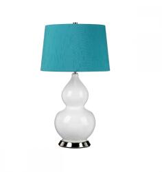 Elstead Lighting Veioza Isla, 1xE27, H64 cm, D36 cm, metal nichel, ceramică albă, abajur textil turcoaz (ISLA-PN-TL-TEAL)