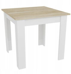  Masa de sufragerie alba cu blat in decor stejar sonoma, MADO 80x80