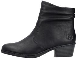 Rieker Botine dama, Rieker, 75556-00-Negru, casual, piele ecologica, cu toc, negru (Marime: 40)