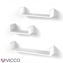 Vicco U alakú fali polc szett, 3 db-30, 45, 60 cm- fehér