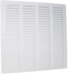 Dalap Fém szellőzőrács karima nélkül, fix zsaluval és rovarhálóval 400x400 mm, fehér (6090)