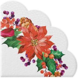 Paw Decor Collection Mikulásvirágos karácsonyi félköríves szalvéta - Poinsettie with cones (VR-SDR238700)