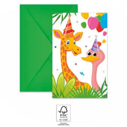 Procos Jungle Balloons, Dzsungel Party meghívó 6 db-os FSC (PNN93788)