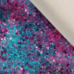 Takoy Ruházati stretch bársony magenta és türkiz glitteres nyomtatás imitáció