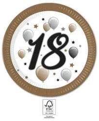 Procos Milestone, Happy Birthday 18 papírtányér 8 db-os 23 cm FSC (PNN95611)