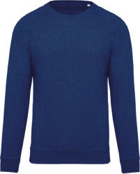 Kariban Férfi organikus környakas raglános pulóver, Kariban KA480, Ocean Blue Heather-XL (ka480obh-xl)