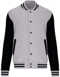 Kariban Uniszex vastag patentos pulóver, Kariban KA497, Oxford Grey/Black-XL (ka497ogr-bl-xl)