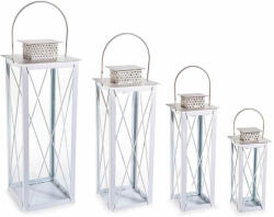 Decorer Set 4 felinare metal alb ocru 18x18x58.5 cm, 15x15x49.5 cm, 12x12x40.5 cm, 10x10x29 cm (A53.25.81)