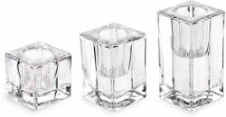 Decorer Set 9 suporturi lumanari sticla 4x4x8 cm, 4x4x6 cm, 4x4x4 cm (A80.20.15)