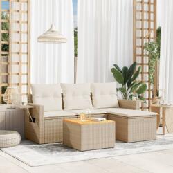vidaXL Set canapele de grădină cu perne, 5 piese, bej, poliratan (3256863)
