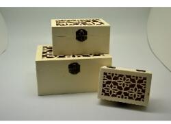 Ach Ach: Fadoboz szett 3db-os azsúr-virág (18x13x9, 14x10x7, 11x7x5 cm) (355986)
