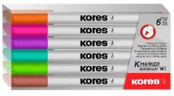 Kores Kores: Tábla- és flipchart marker készlet, 1-3 mm kúpos, KORES "K-Marker", 6 különböző szín (22846)