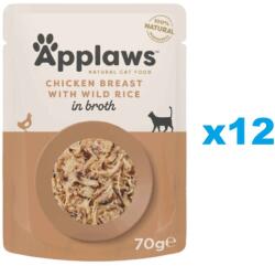 Applaws Cat Adult Pouch Chicken Breast with Wild Rice in Broth 12x70 g pui si orez salbatic plic in supa