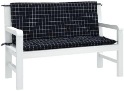 vidaXL 2 db fekete kockás szövet kerti padpárna 120 x 50 x 7 cm 361691 (361691)